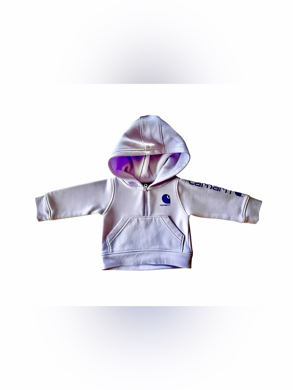 Carhartt Infant Girl Purple Half-Zip Hoodie with Dark Purple Logo SIZE 3 months